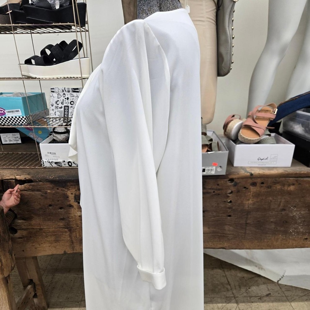 woman's Worthington White duster cardigan with ruffle detail - Picture 3 of 8